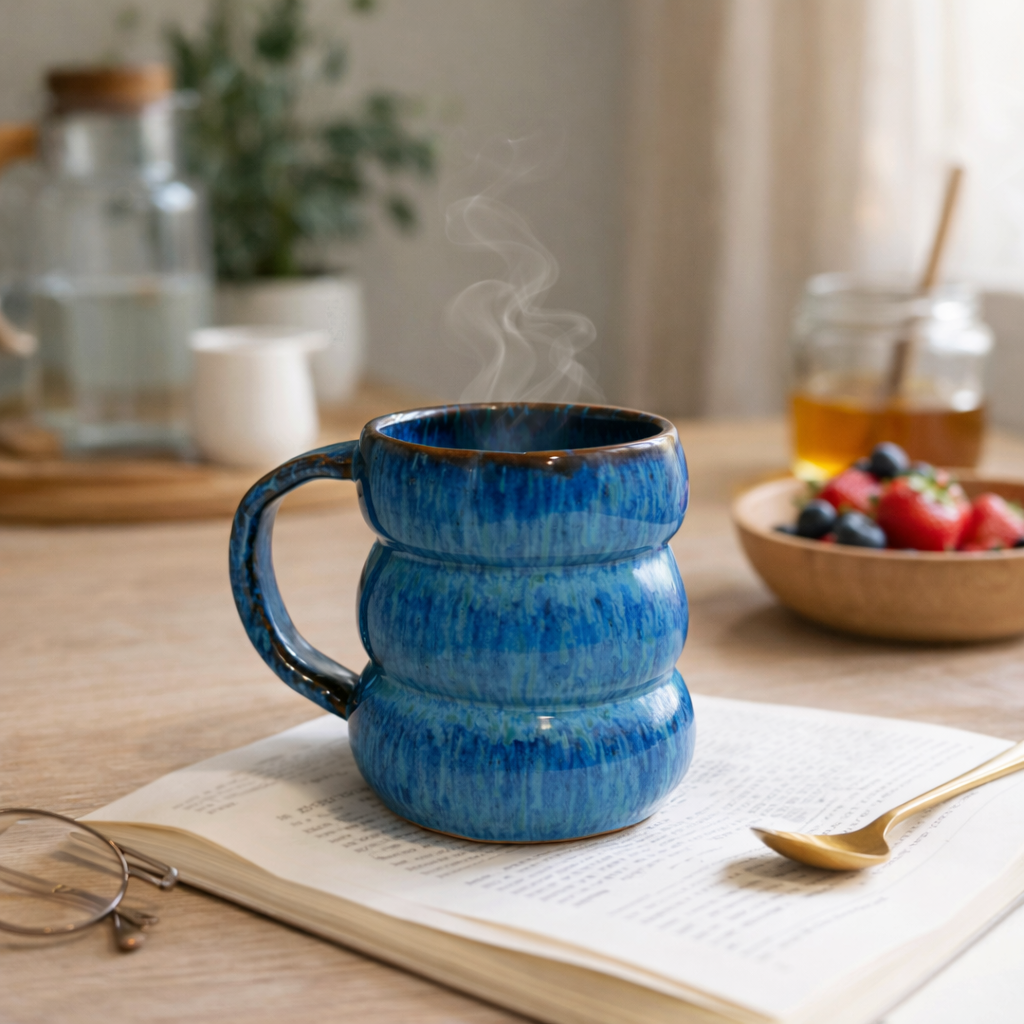 Azure Ribbed Mug