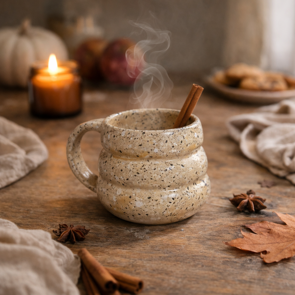 Sand Speckled Ribbed Mug