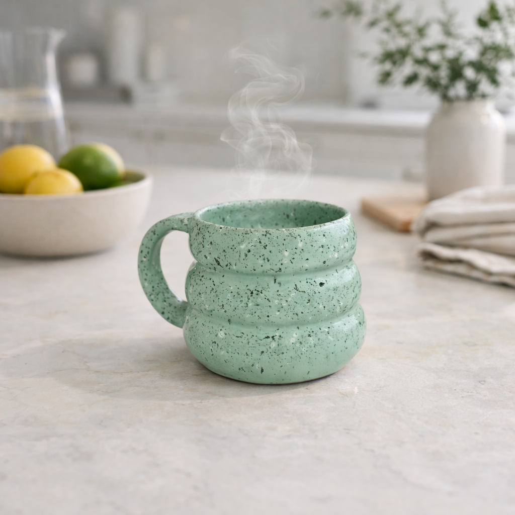 Verdant Speckled Ribbed Mug