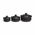 Matte Black Hearth Covered Serving Set — Set of 3