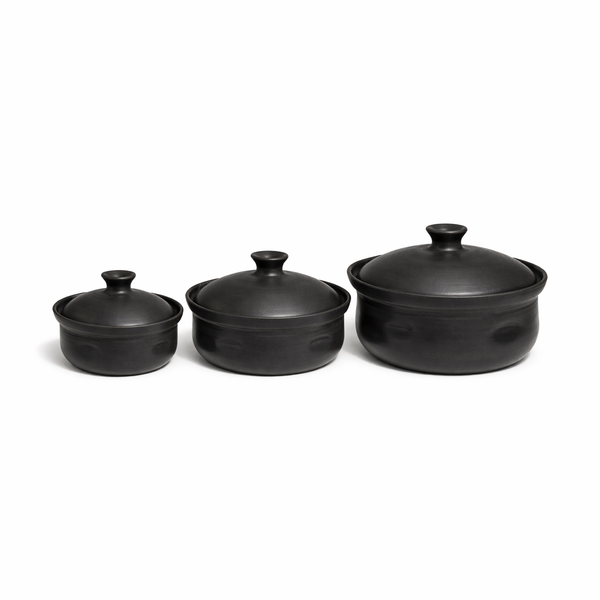 Matte Black Hearth Covered Serving Set — Set of 3