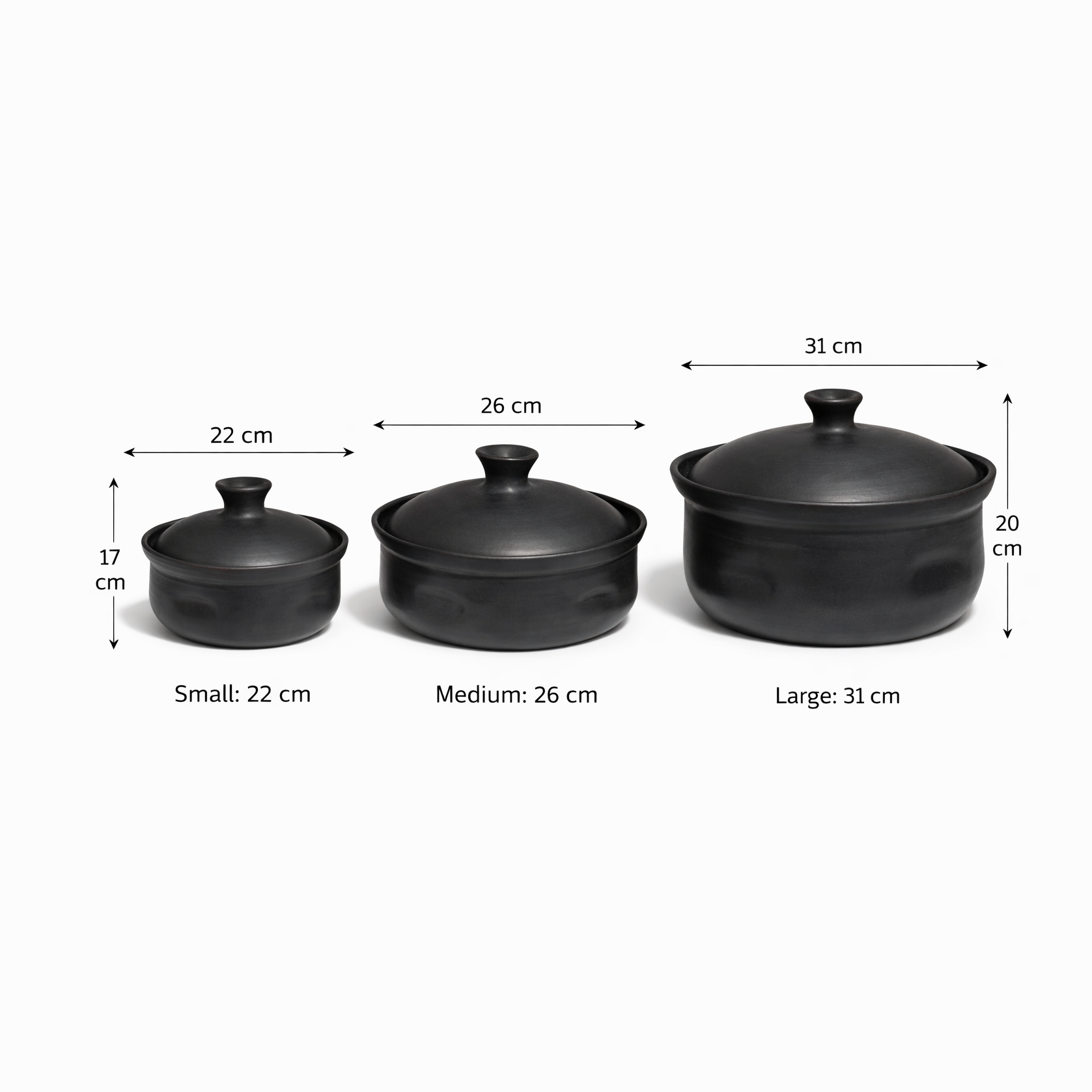 Matte Black Hearth Covered Serving Set — Set of 3