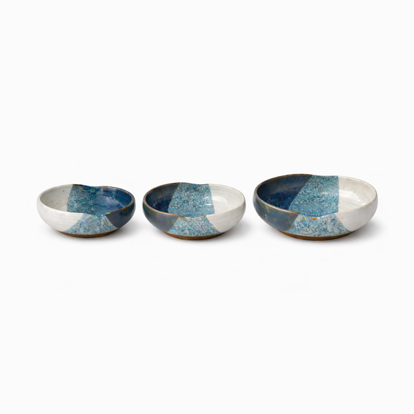 Azure Wave Heart Bowl Set - 3 Piece Collection
