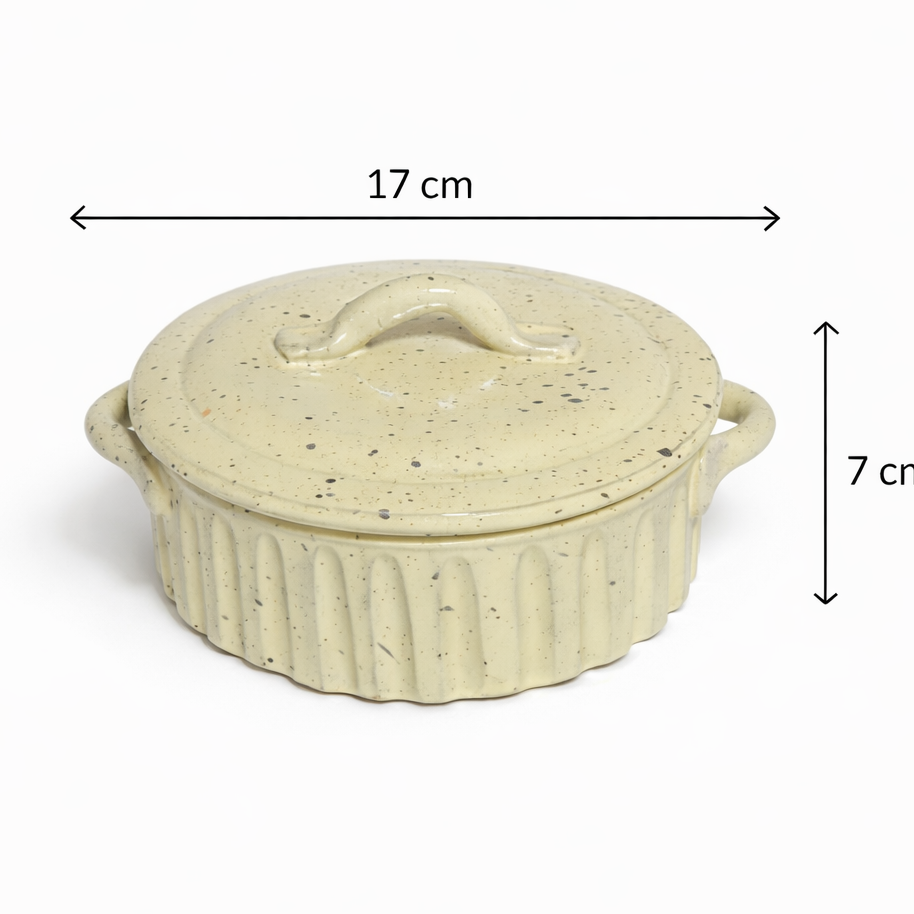 Speckled Ivory Covered Dish - Small