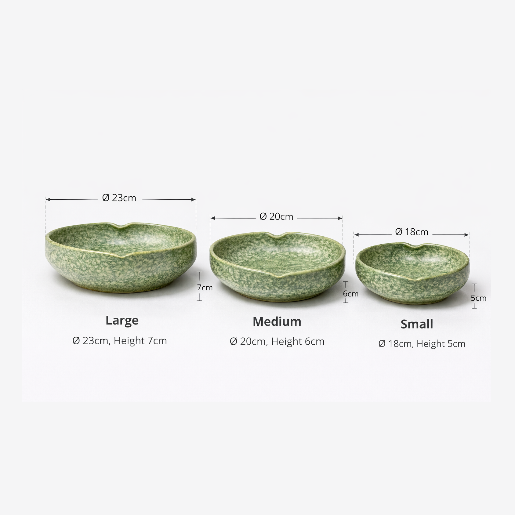 Verdant Meadow Heart Bowl Set – 3 Piece Collection