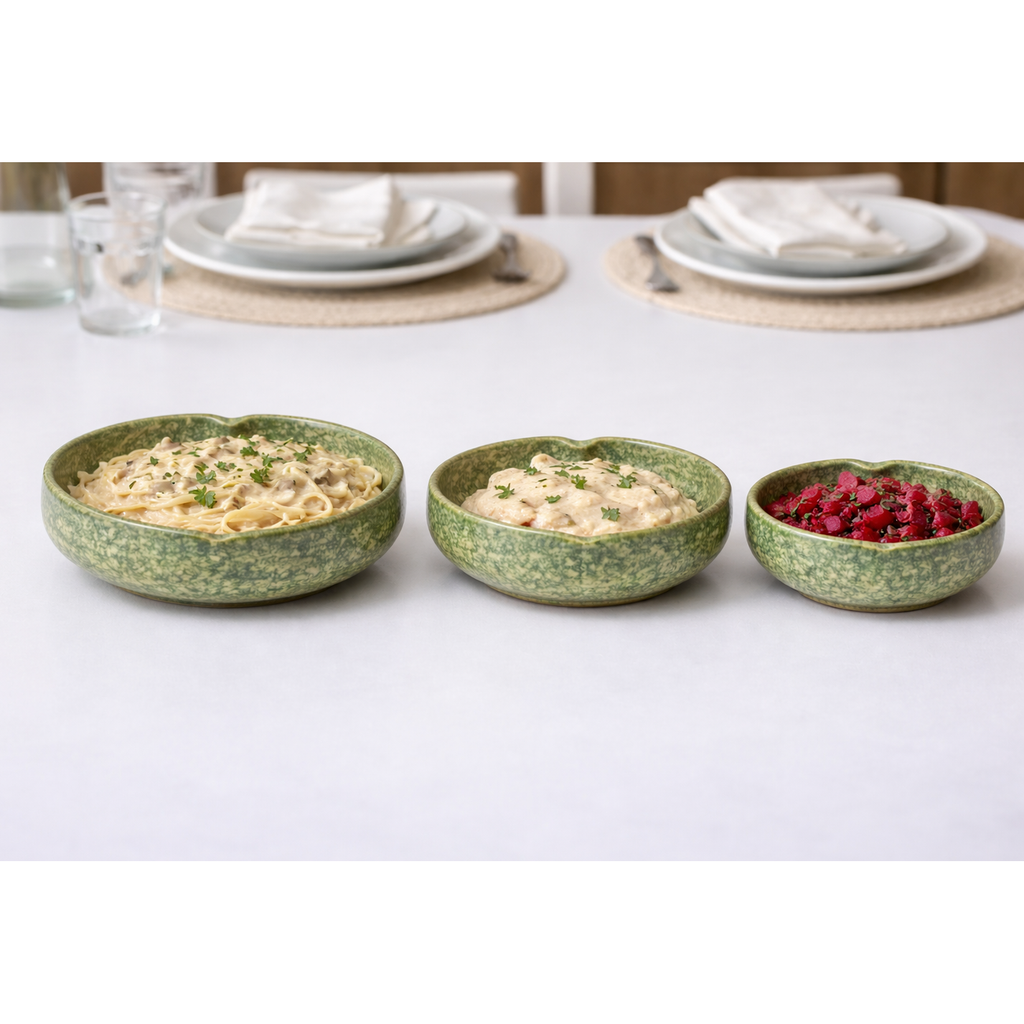 Verdant Meadow Heart Bowl Set – 3 Piece Collection
