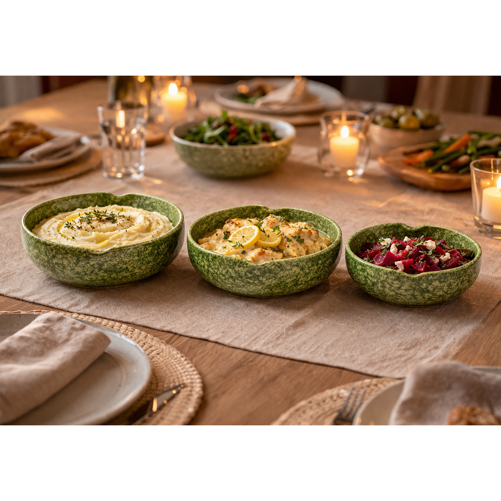 Verdant Meadow Heart Bowl Set – 3 Piece Collection