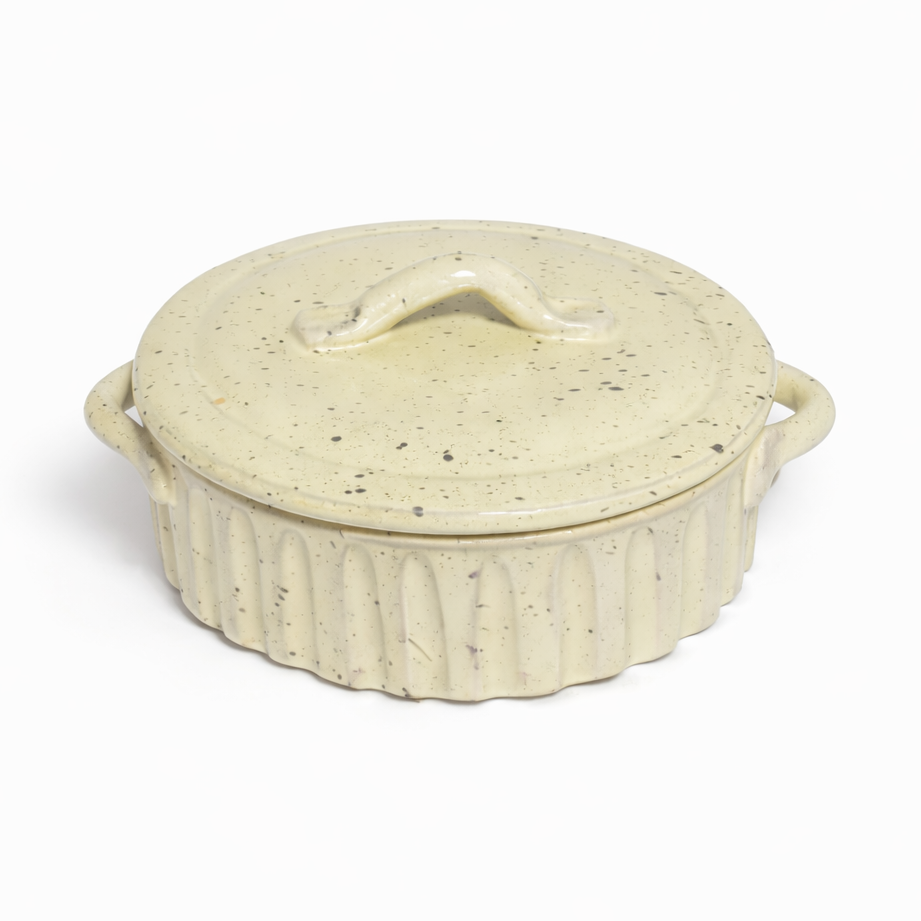 Speckled Ivory Covered Dish - Small