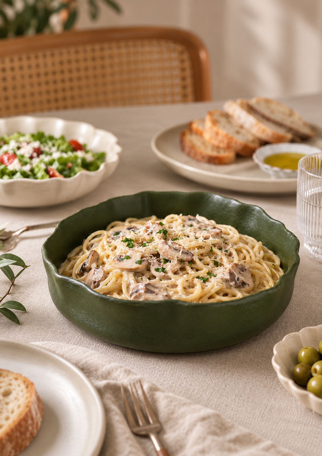 Olive Sculpted Serving Bowl – Medium
