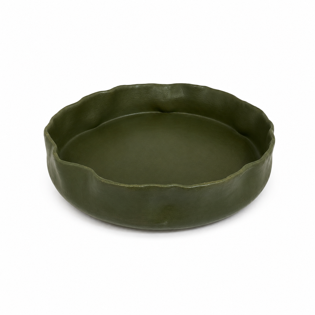 Olive Sculpted Serving Bowl – Medium