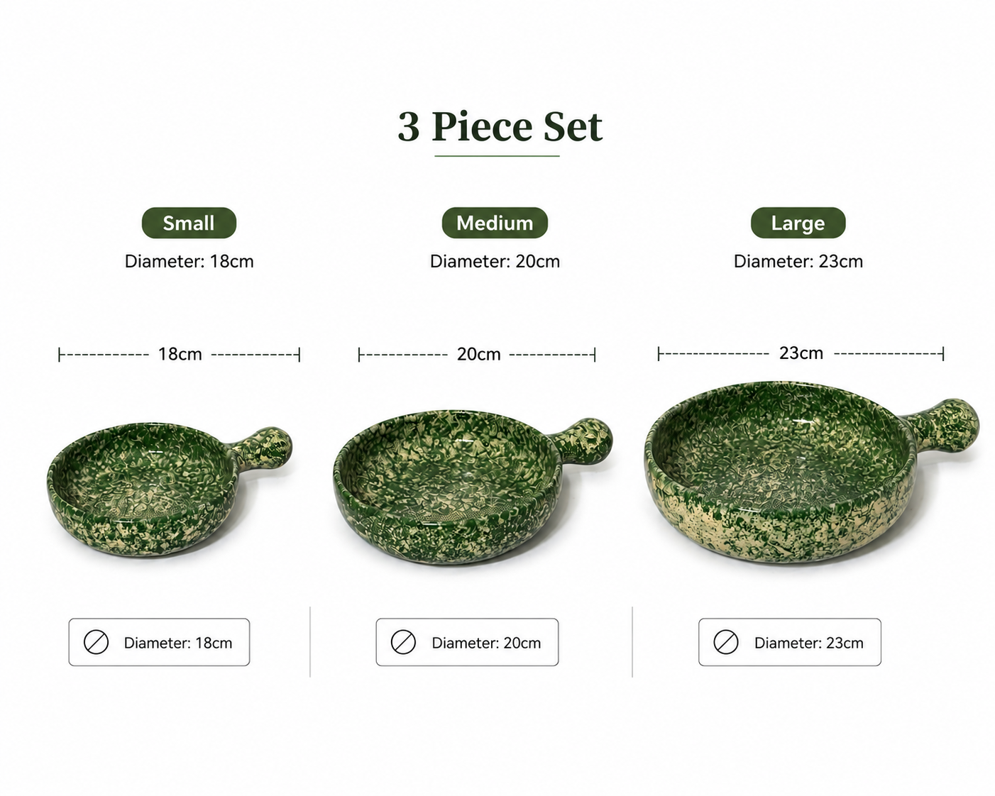 Moss Green Skillet Serving Set — 3 Piece Collection