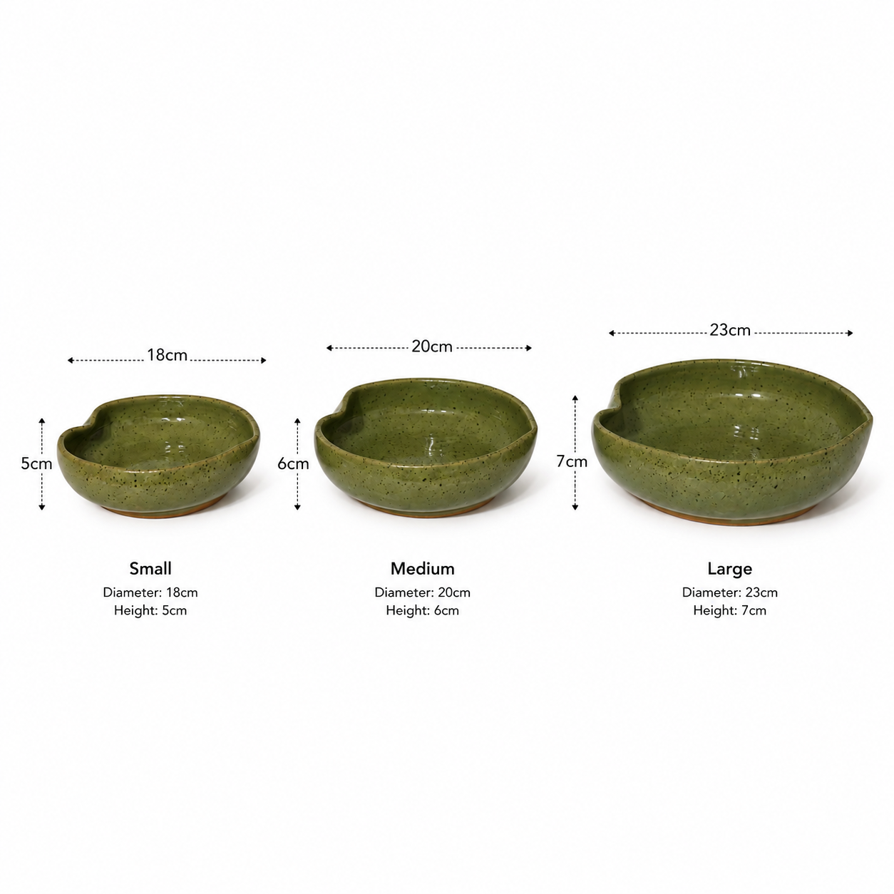 Olive Heart Bowl Set — 3 Piece Collection