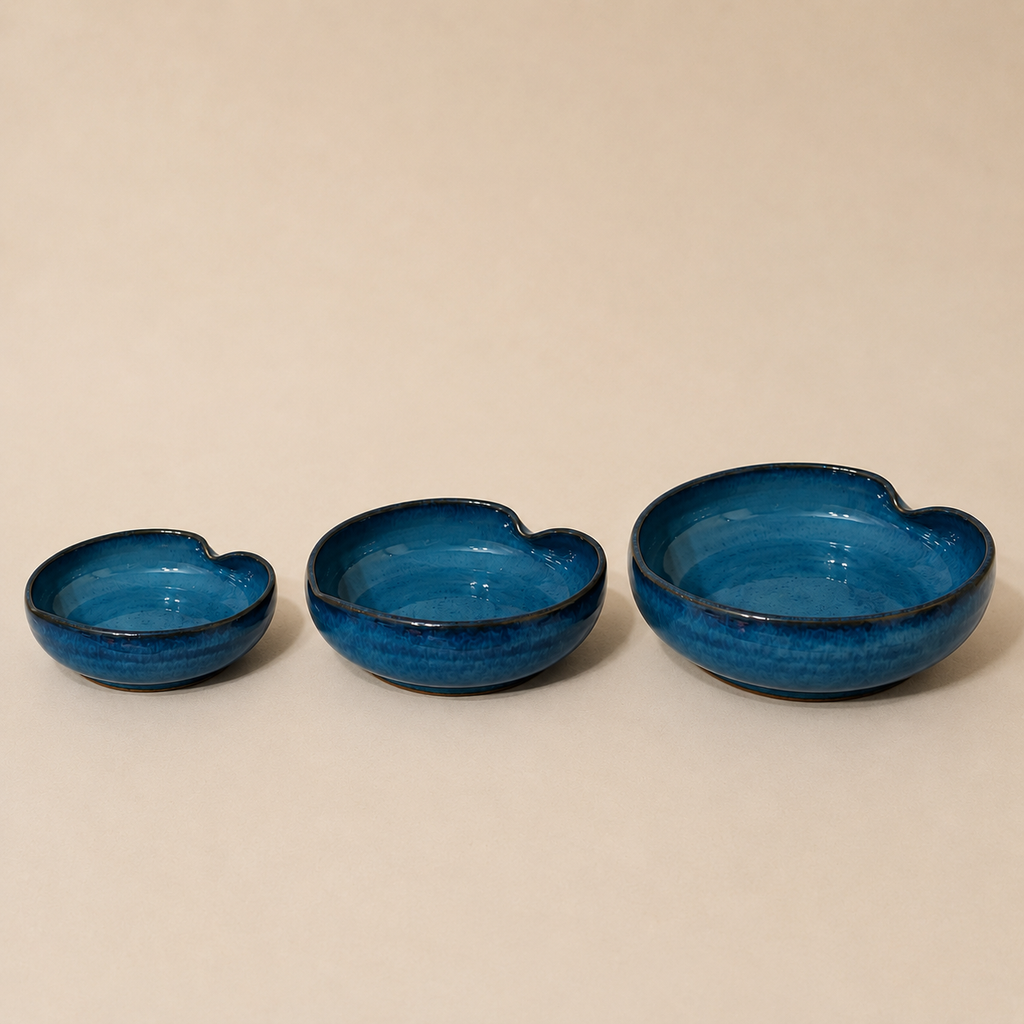 Deep Blue Heart Bowl Set — 3 Piece Collection