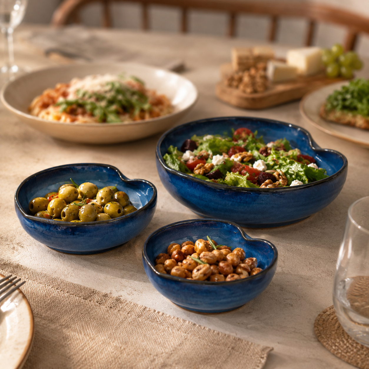 Deep Blue Heart Bowl Set — 3 Piece Collection