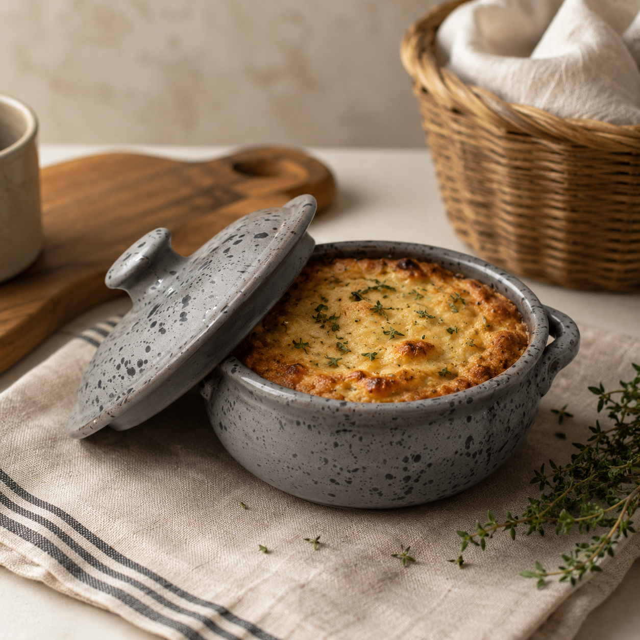 Grey Speckled Covered Dish – Small