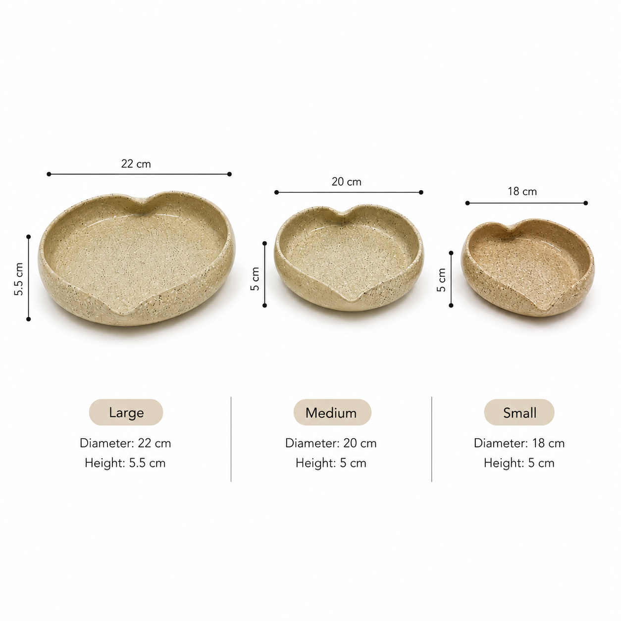 Sandstone Heart Bowl Set – 3 Piece Collection
