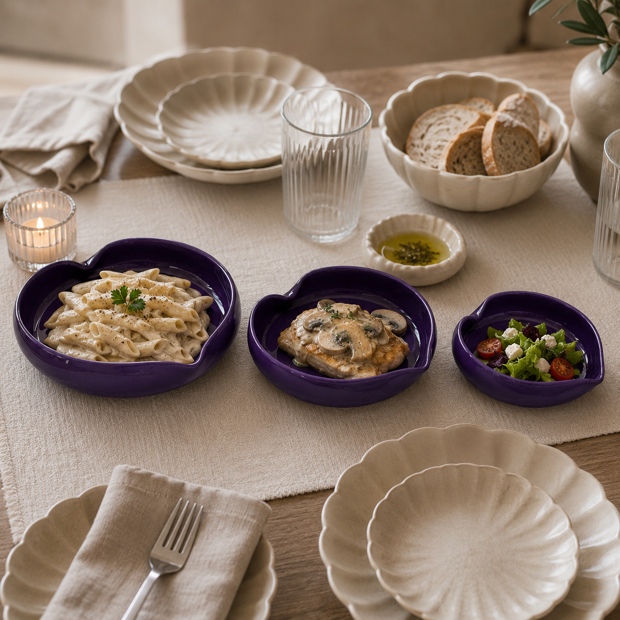 Imperial Purple Heart Bowl Set – 3 Piece Collection