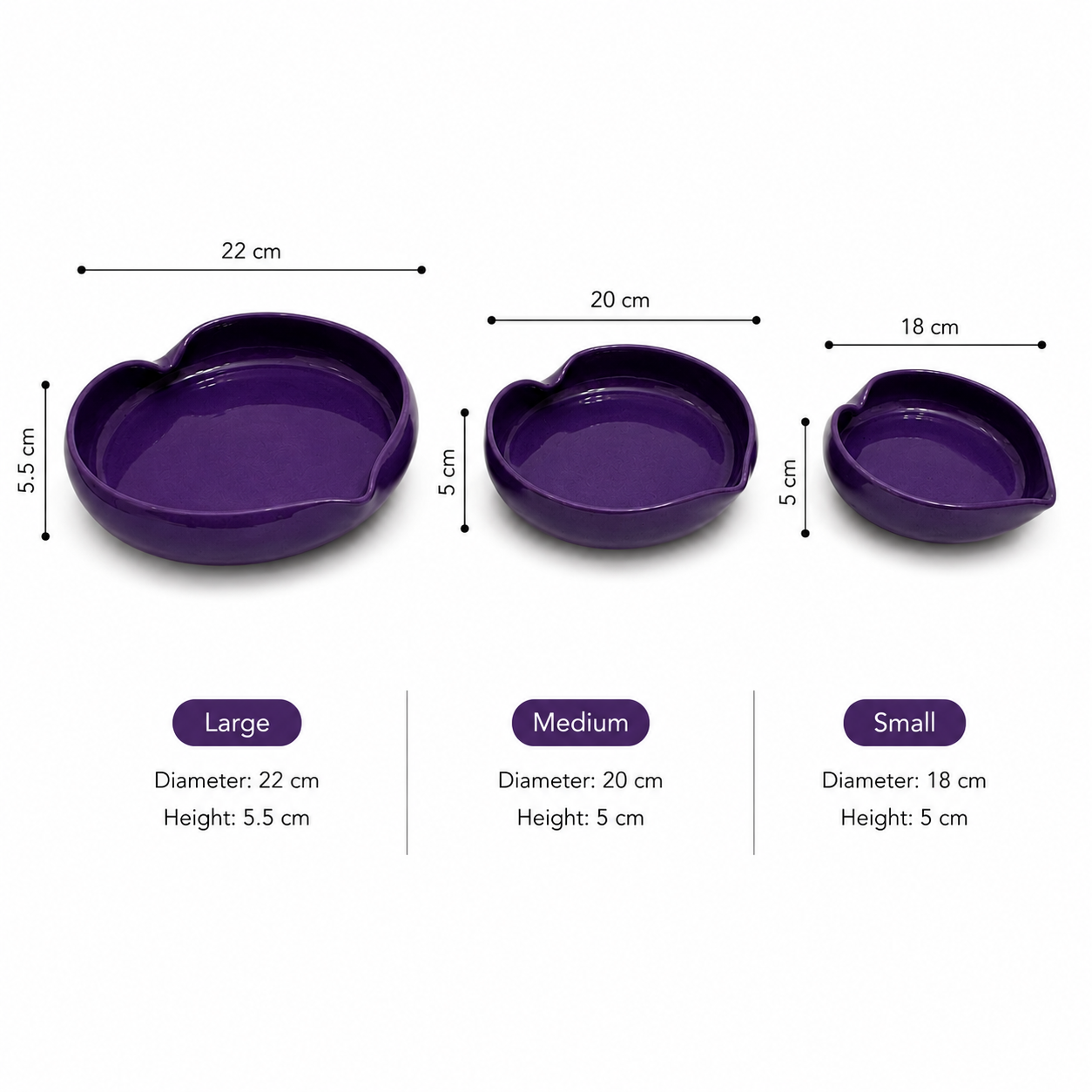 Imperial Purple Heart Bowl Set – 3 Piece Collection