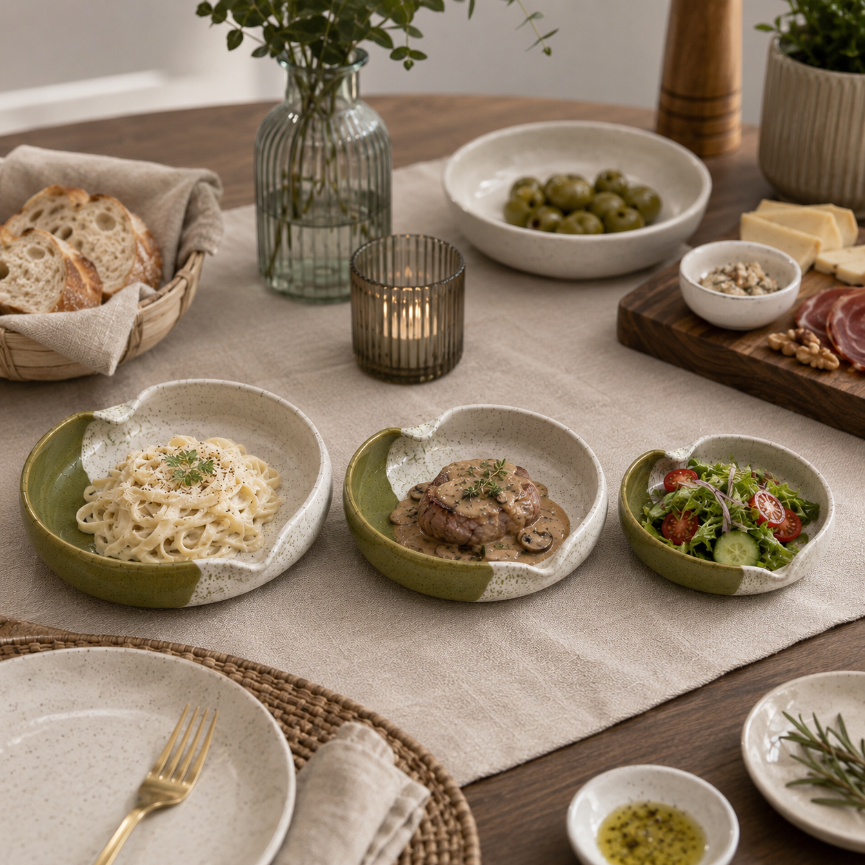 Olive Grove Heart Bowl Set – 3 Piece Collection