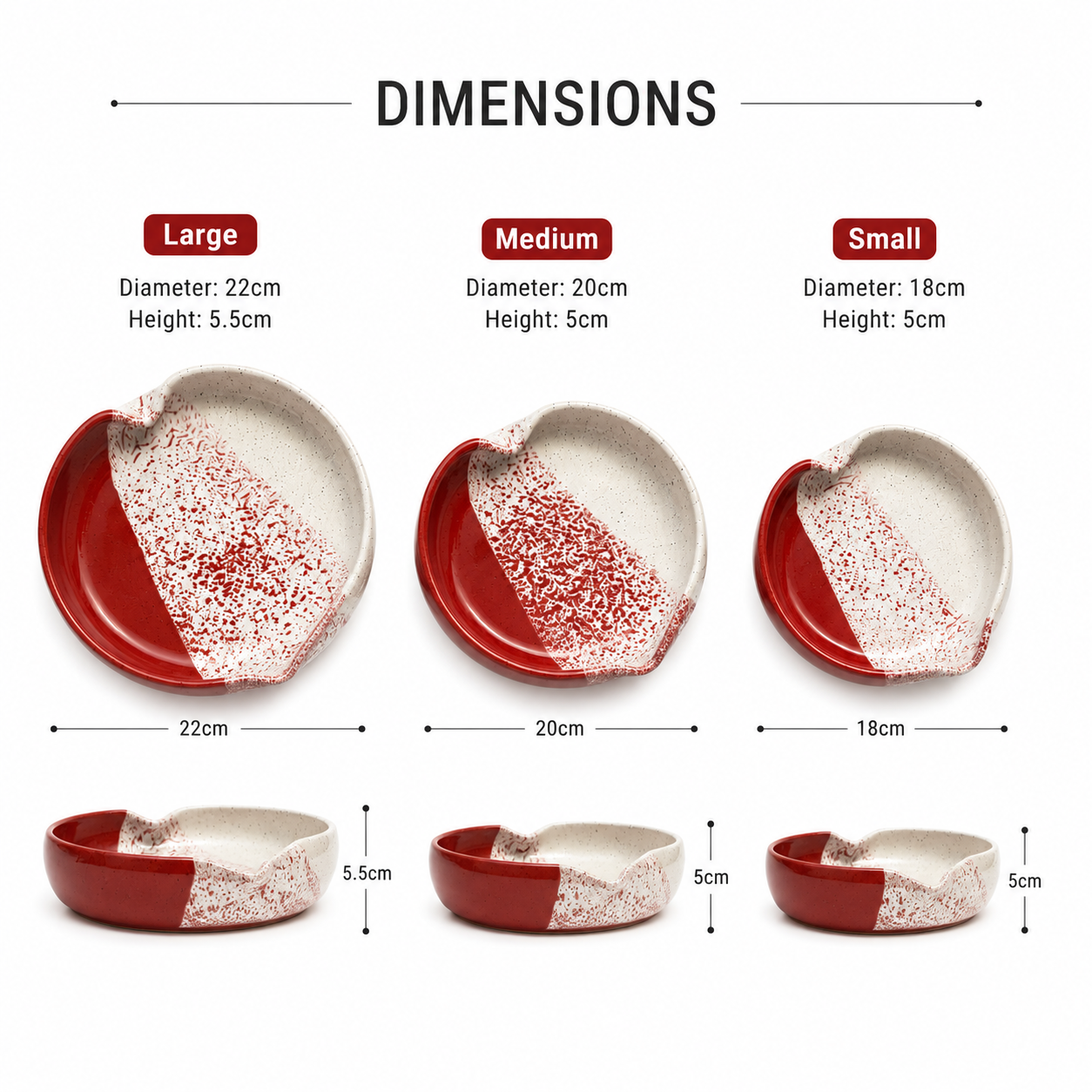 Ruby Red Heart Bowl Set – 3 Piece Collection