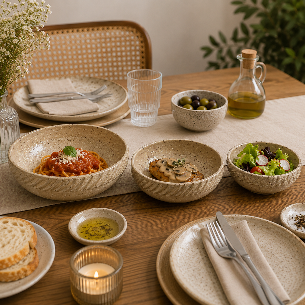 Sandstone Serving Dish Set – 3 Piece Collection