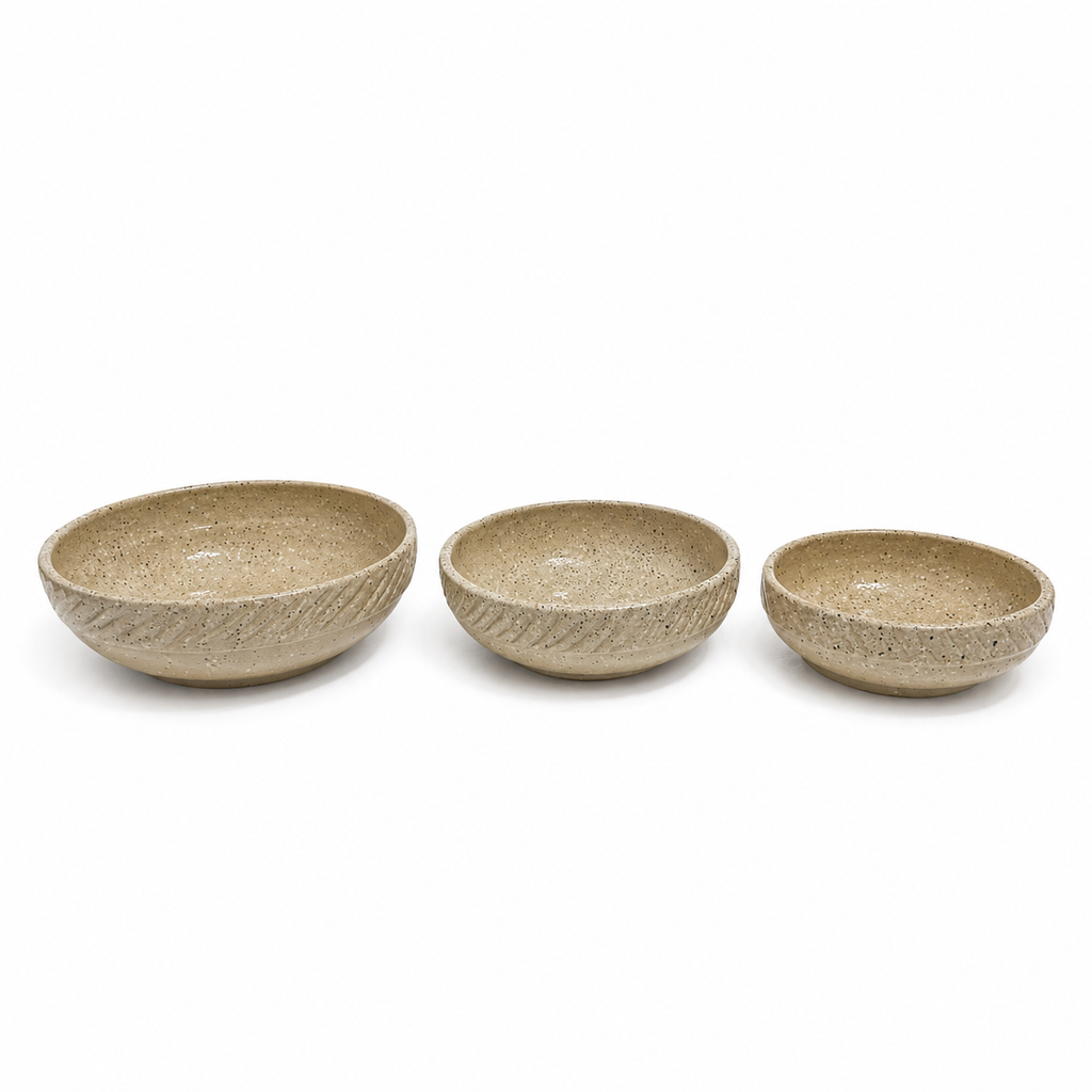 Sandstone Serving Dish Set – 3 Piece Collection