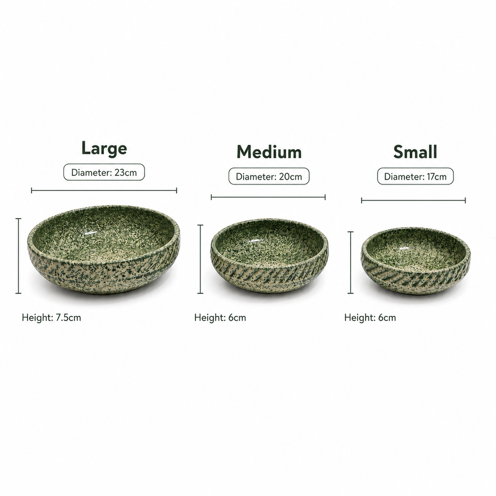 Moss Green Serving Dish Set – 3 Piece Collection