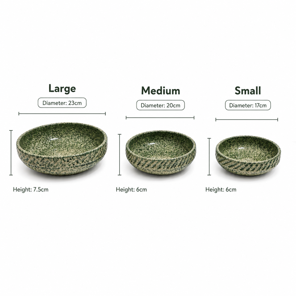 Moss Green Serving Dish Set – 3 Piece Collection