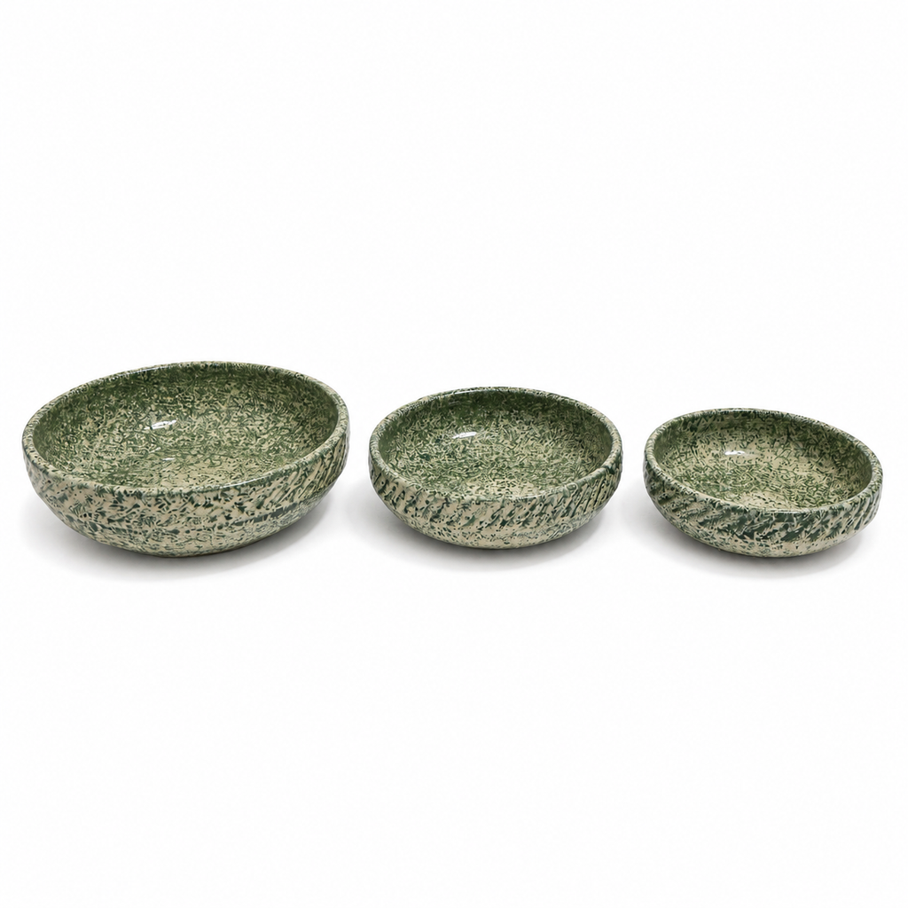 Moss Green Serving Dish Set – 3 Piece Collection