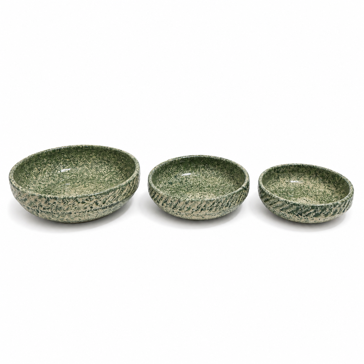 Moss Green Serving Dish Set – 3 Piece Collection