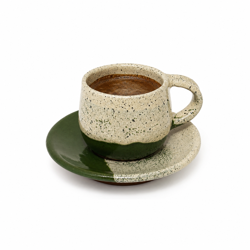 Olive Speck Espresso & Turkish Coffee Set