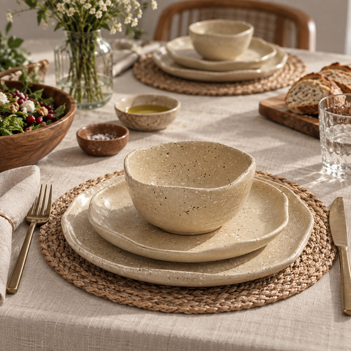 Sandstone Dinner Set – 3-Piece Collection