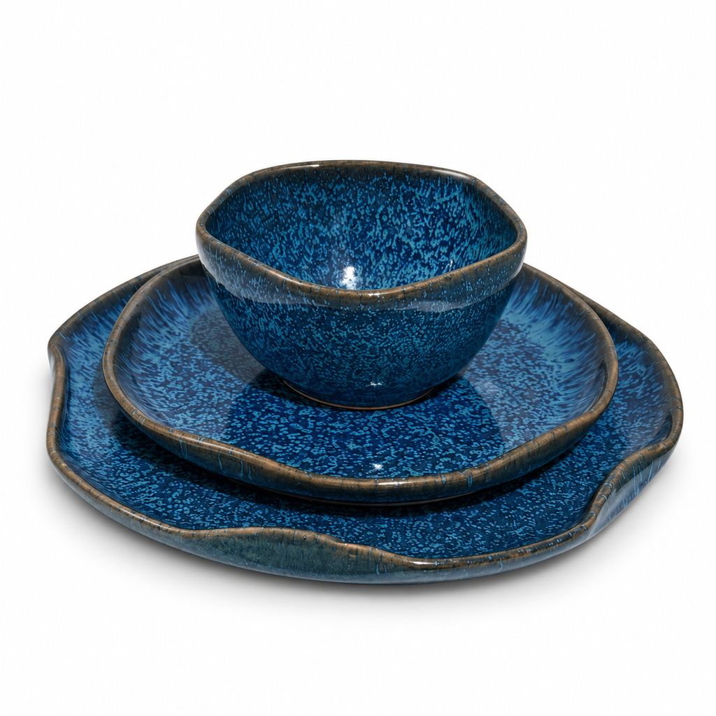 Deep Blue Dinner Set – 3-Piece Collection
