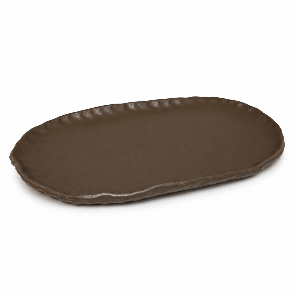 Olive Green Oval Serving Platter – Medium