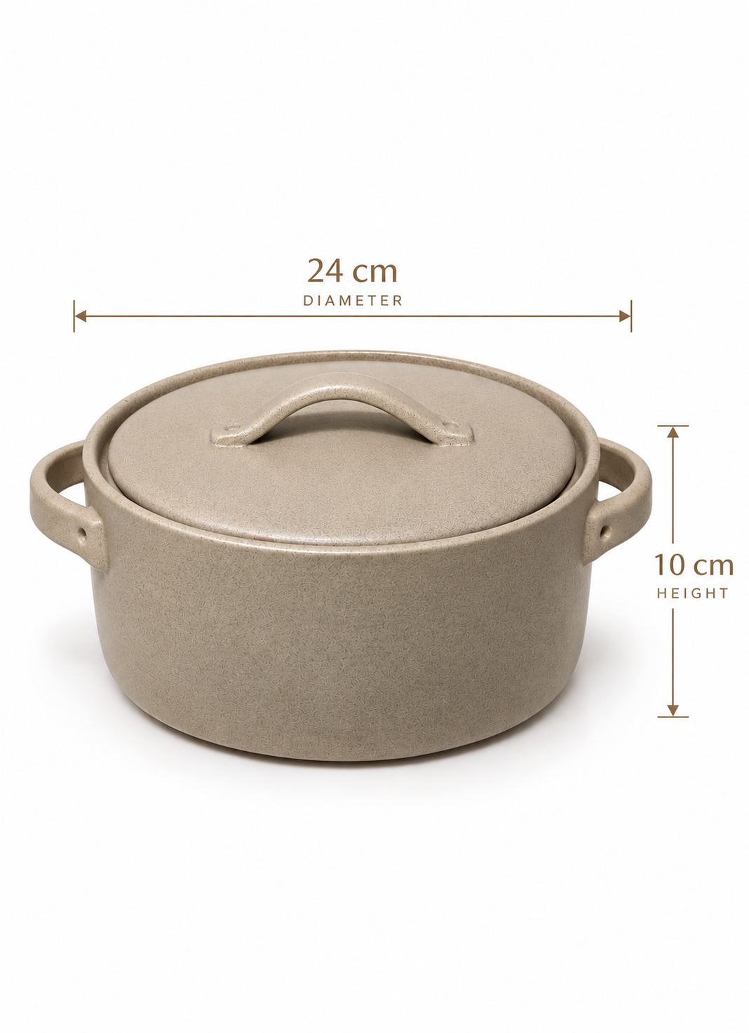 Speckled Taupe Covered Dish – Large