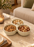 Speckled Beige Trio Serving Bowl – 3 Section