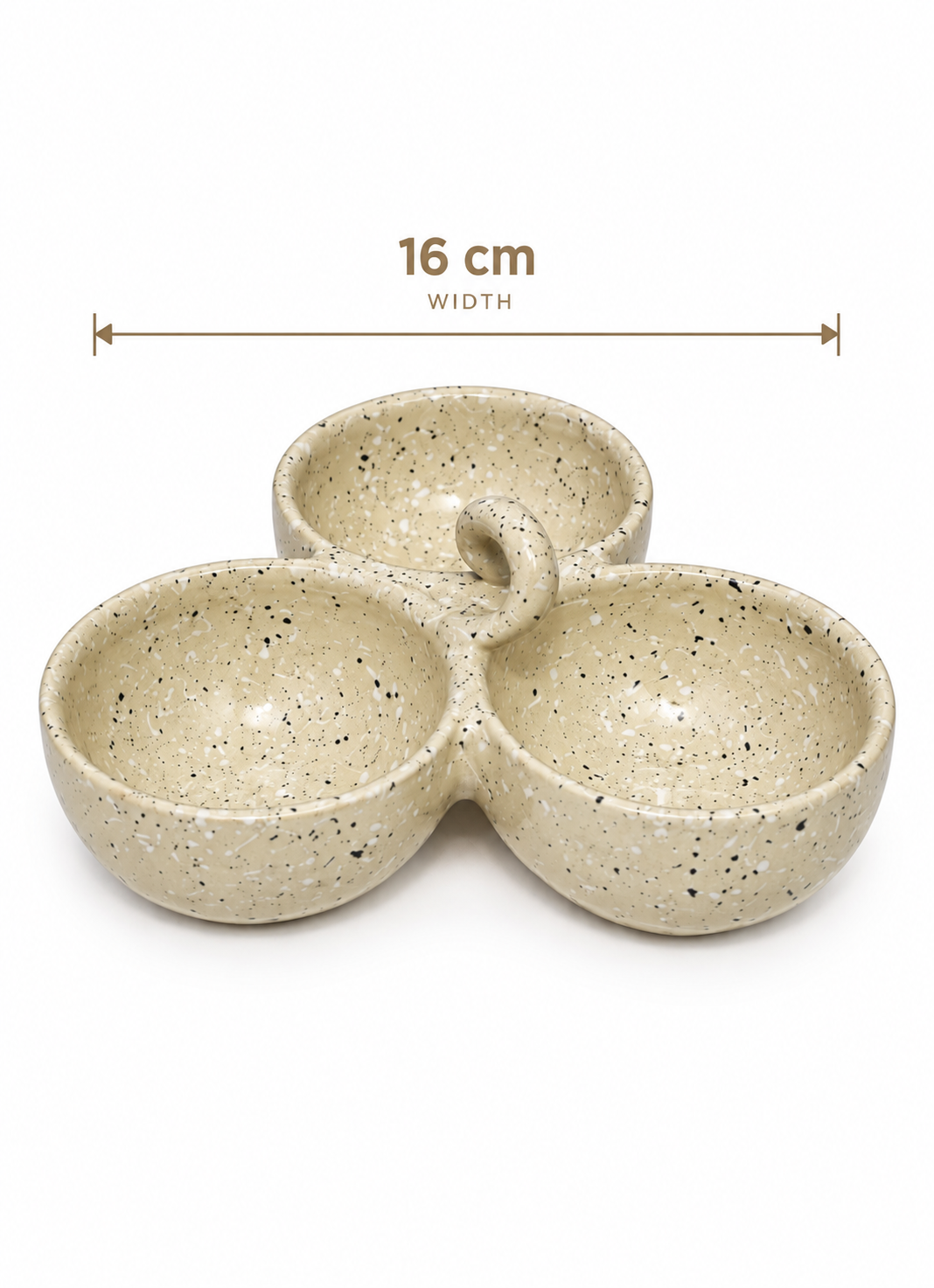 Speckled Beige Trio Serving Bowl – 3 Section