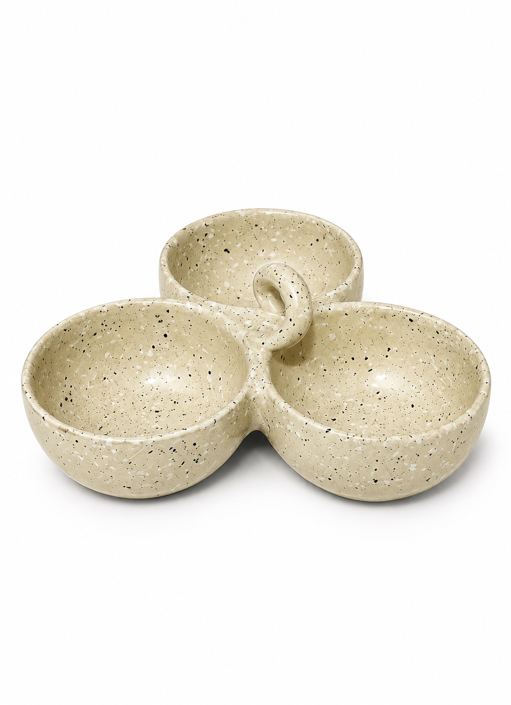 Speckled Beige Trio Serving Bowl – 3 Section
