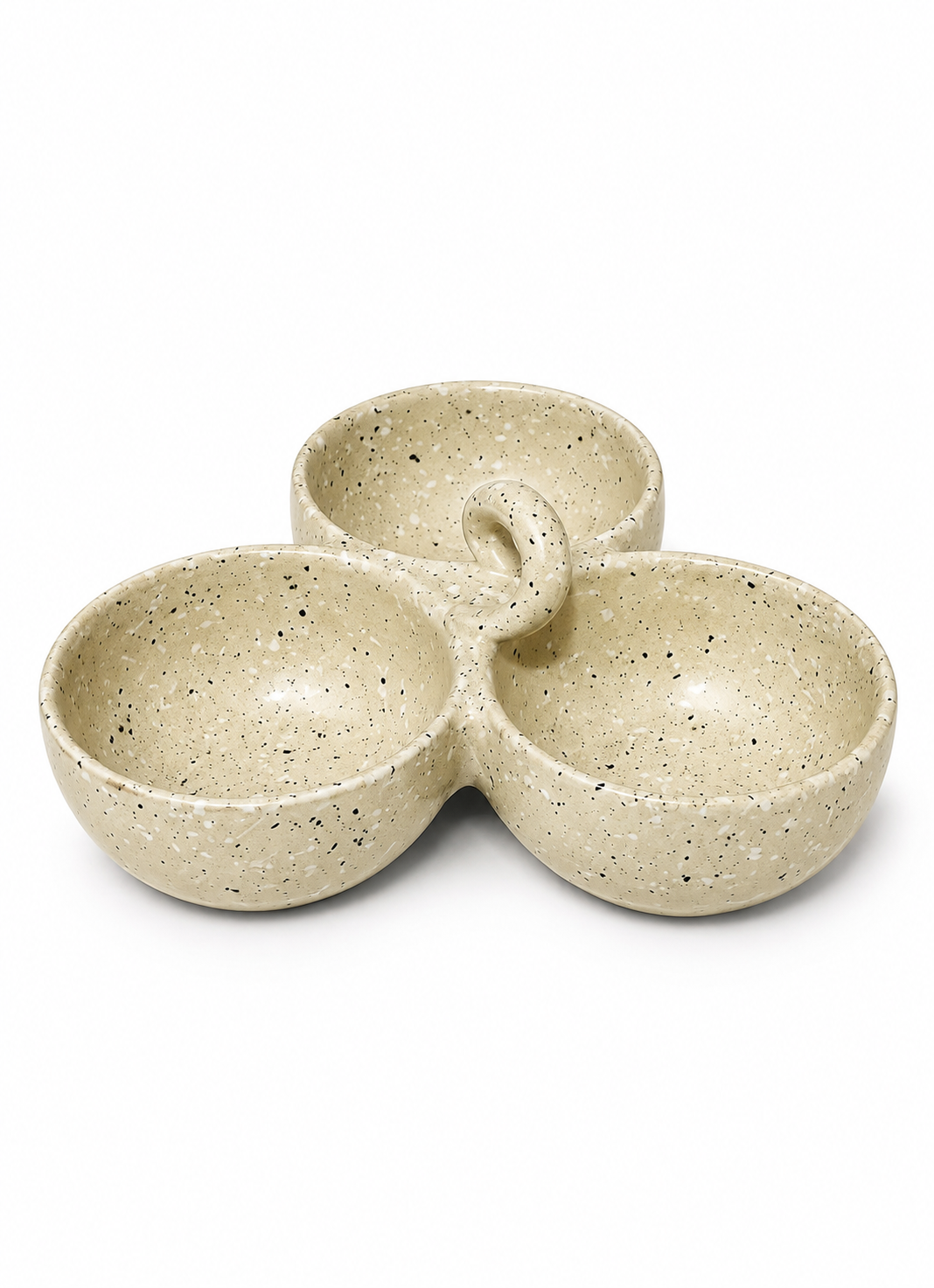 Speckled Beige Trio Serving Bowl – 3 Section