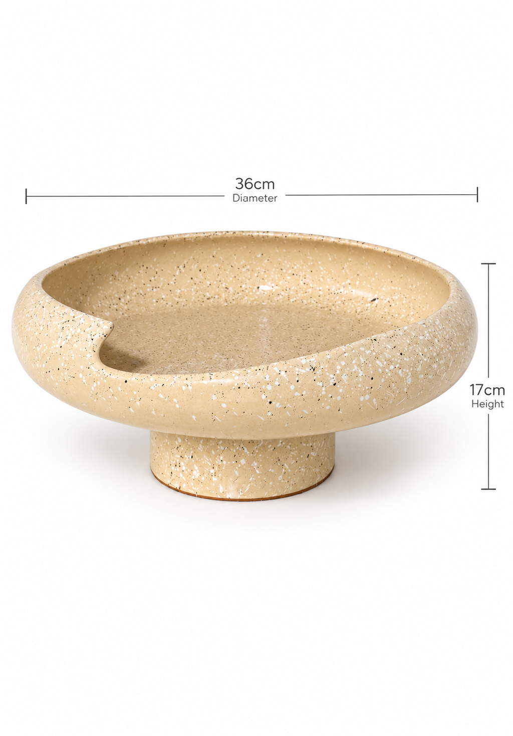 Beige Speckled Pedestal Serving Dish – 36 cm
