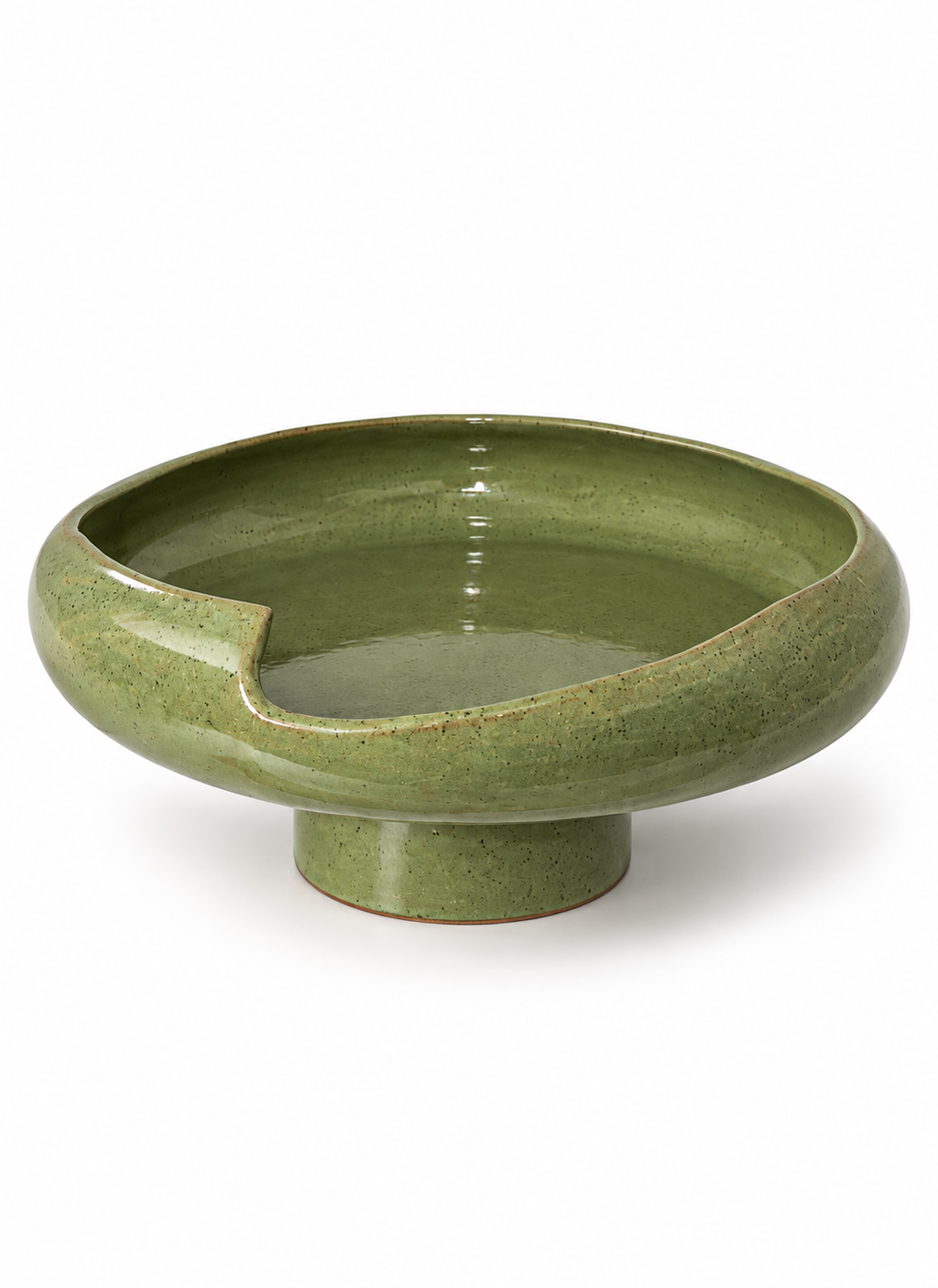 Olive Green Pedestal Serving Dish – 36 cm