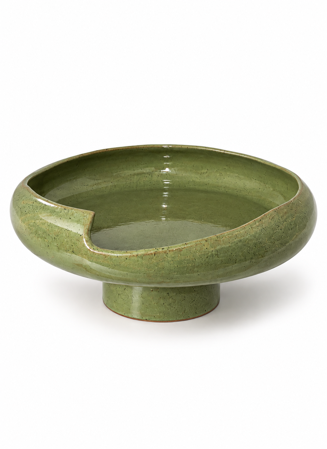 Olive Green Pedestal Serving Dish – 36 cm