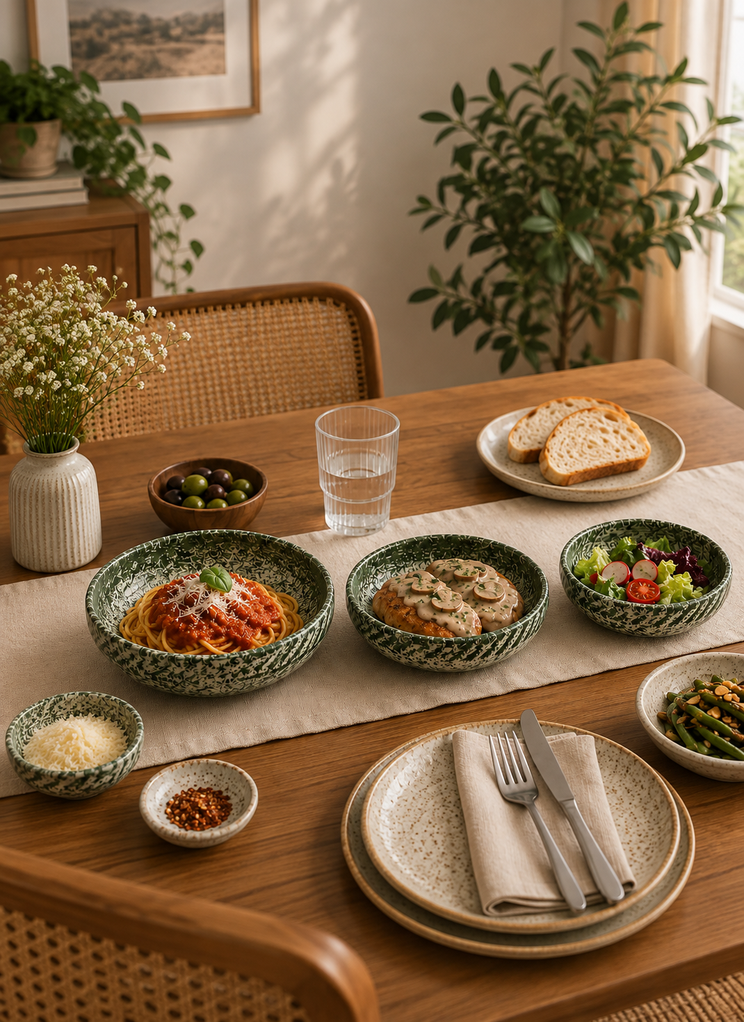 Green Serving Dish Set – 3 Piece Collection