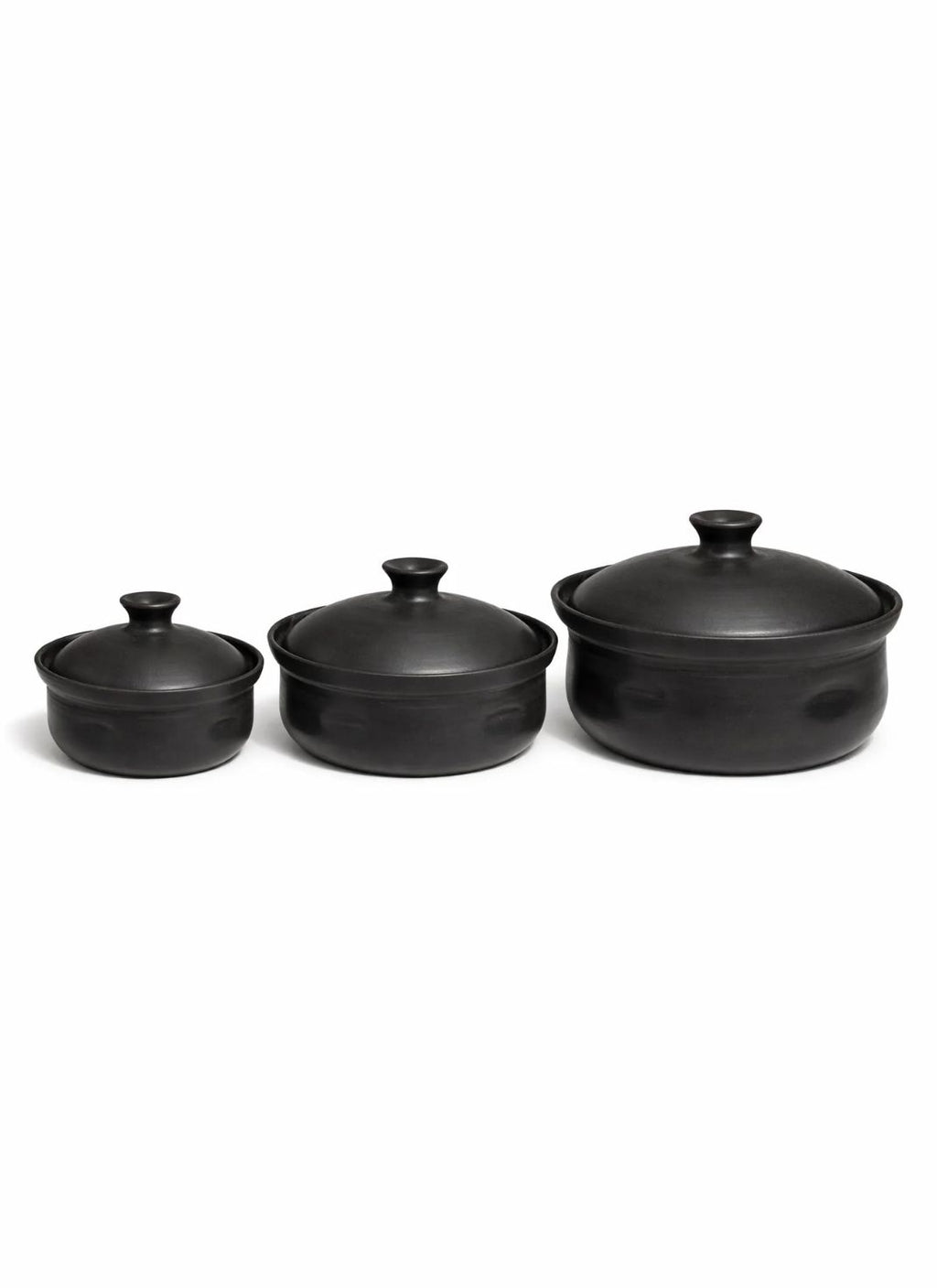 Matte Black Hearth Covered Serving Set — Set of 3