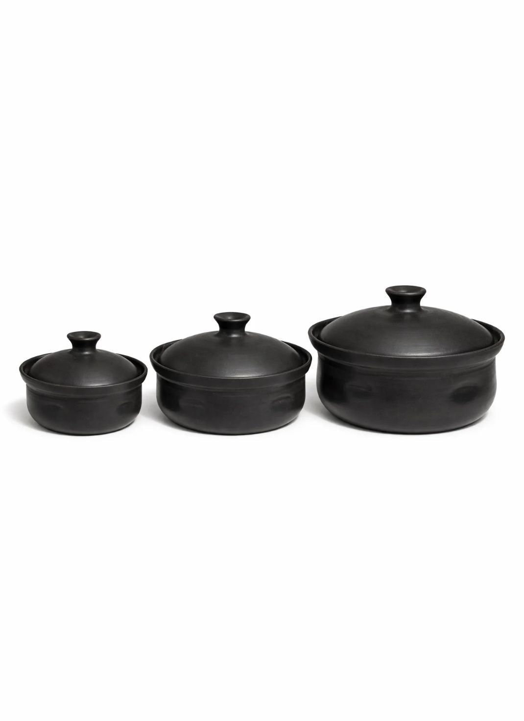 Matte Black Hearth Covered Serving Set — Set of 3