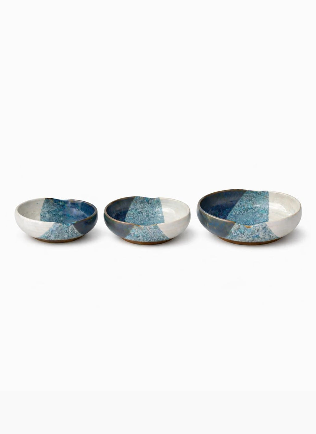 Azure Wave Heart Bowl Set - 3 Piece Collection