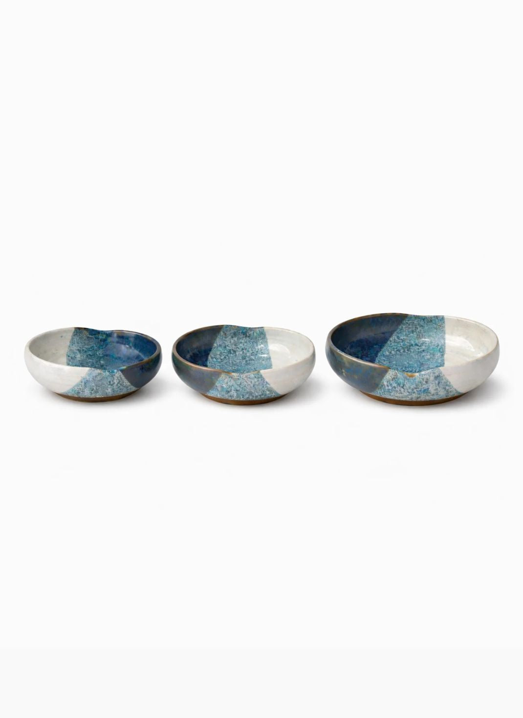 Azure Wave Heart Bowl Set - 3 Piece Collection