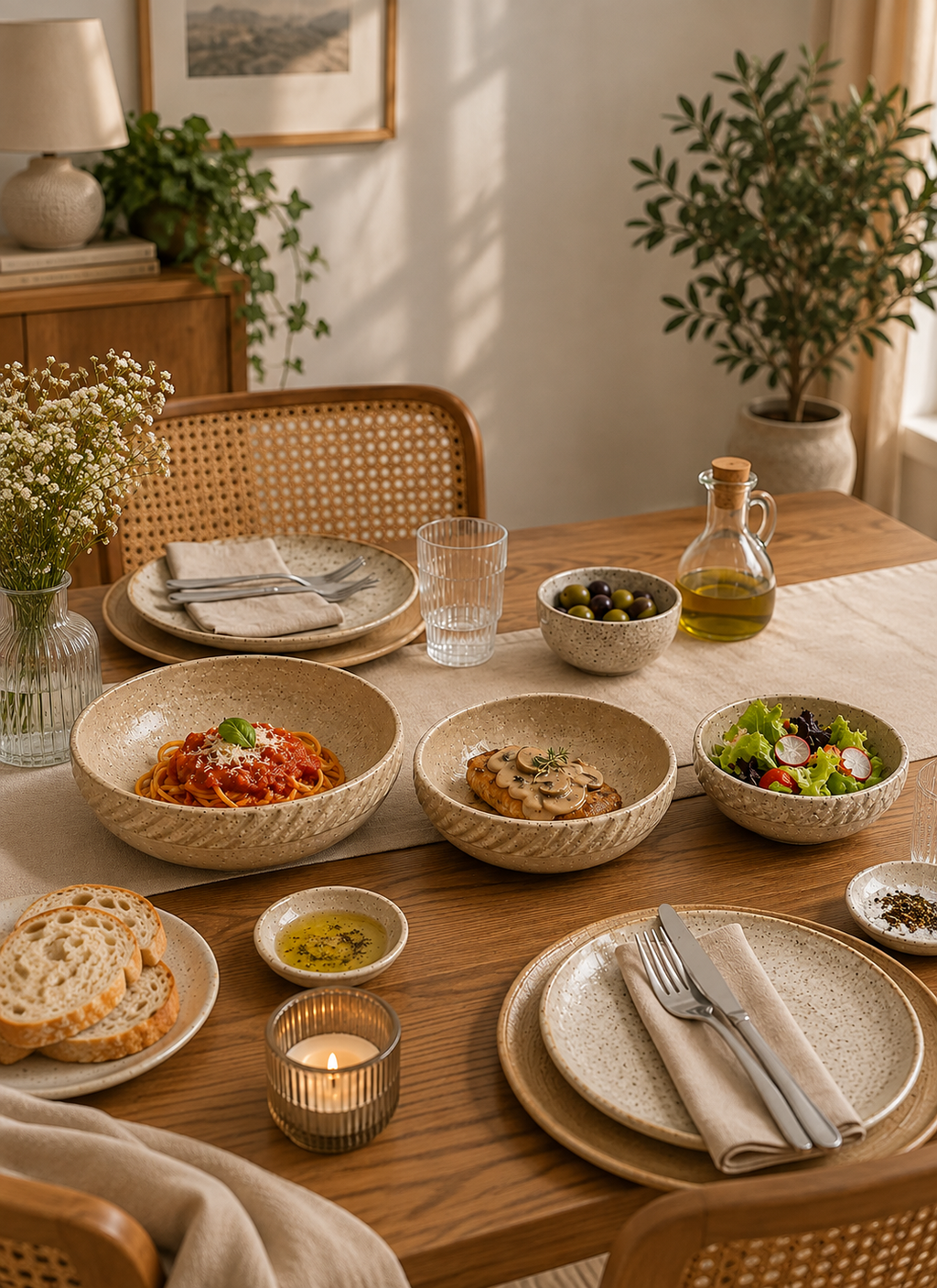 Sandstone Serving Dish Set – 3 Piece Collection