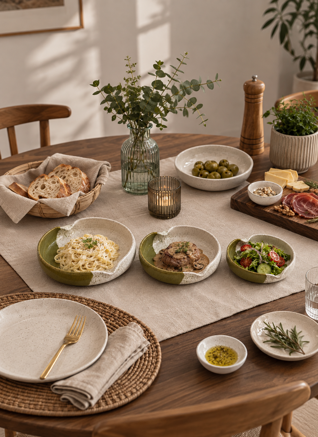 Olive Grove Heart Bowl Set – 3 Piece Collection