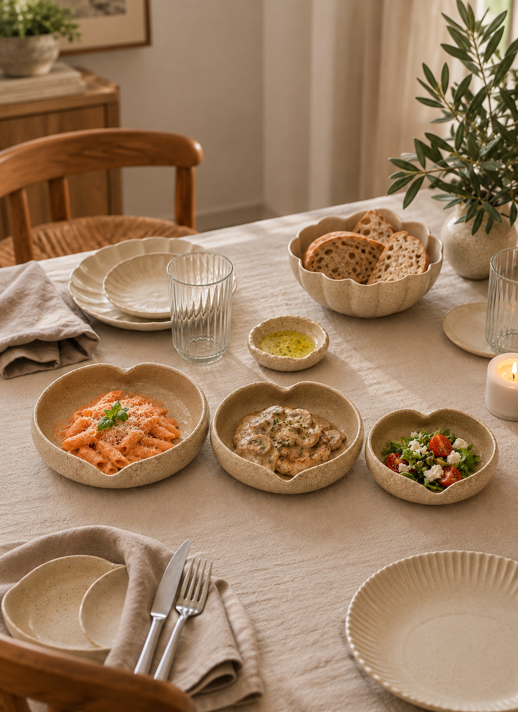 Sandstone Heart Bowl Set – 3 Piece Collection